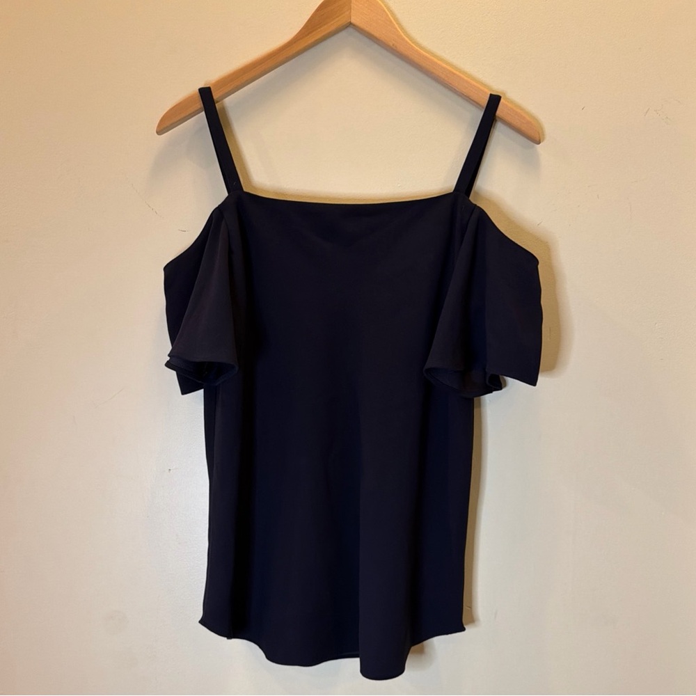 Ann Taylor Women’s Navy Off Shoulder Blouse Size M Short Sleeve Casual Top